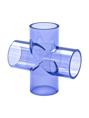 PVC Transparent Cross Elbow PVC Fitting, Heavy Duty Cross Side Exit Tee