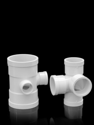 PVC 4 Way Elbow Water Pipe Fittings, Heavy Duty 4 Way Side Outlet Tee