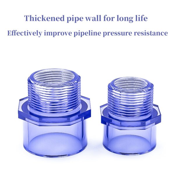 PVC Transparent Male Thread Pipe Fitting Adapter, PVC Pipe Fittings, PVC Pipe Fittings for Water Pipes, Socket x Male Thread