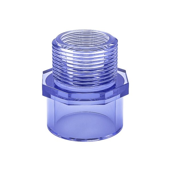 PVC Transparent Male Thread Pipe Fitting Adapter, PVC Pipe Fittings, PVC Pipe Fittings for Water Pipes, Socket x Male Thread