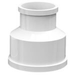 PVC hose adapter for large and small ends, PVC pipe glue connection, white